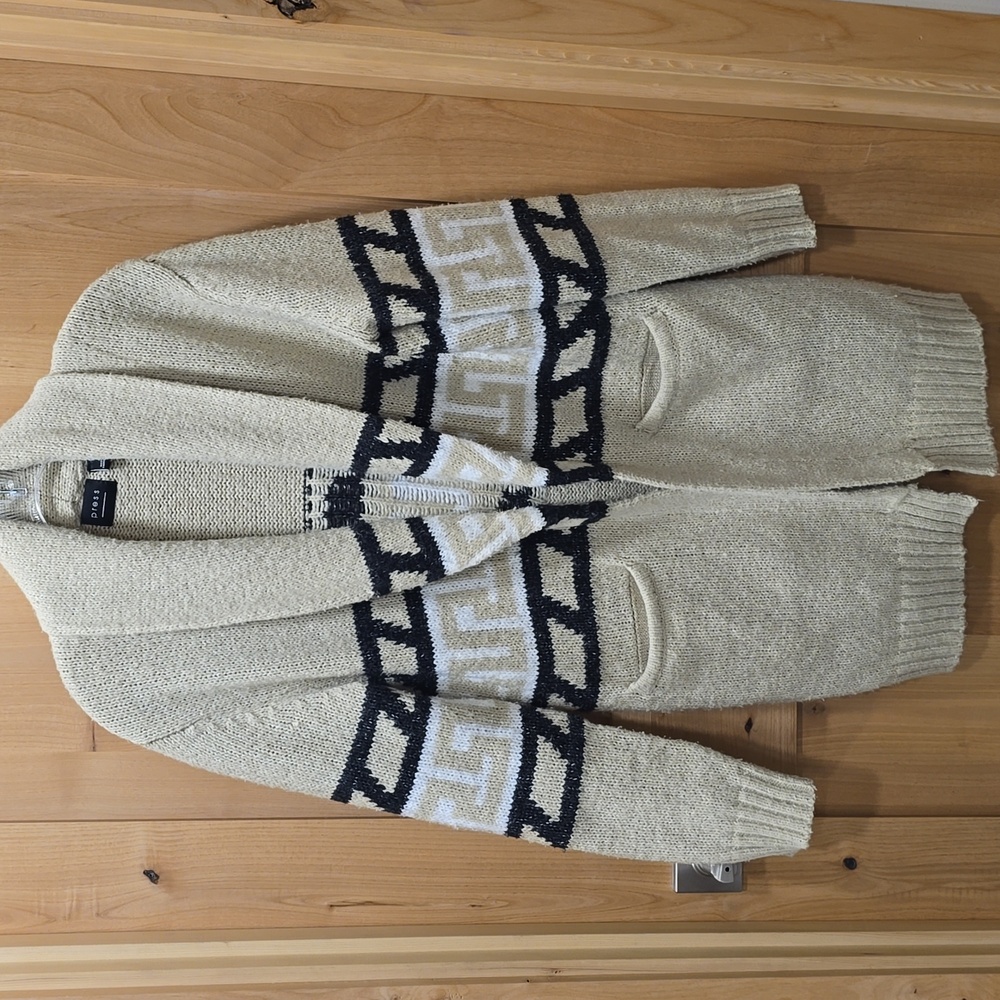 Vtg. Aztec Geo Design Knit Cardigan Sweater By Press Sz M